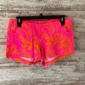 Lilly Pulitzer Pink and Orange Scalloped Ribbed Shorts Size 0